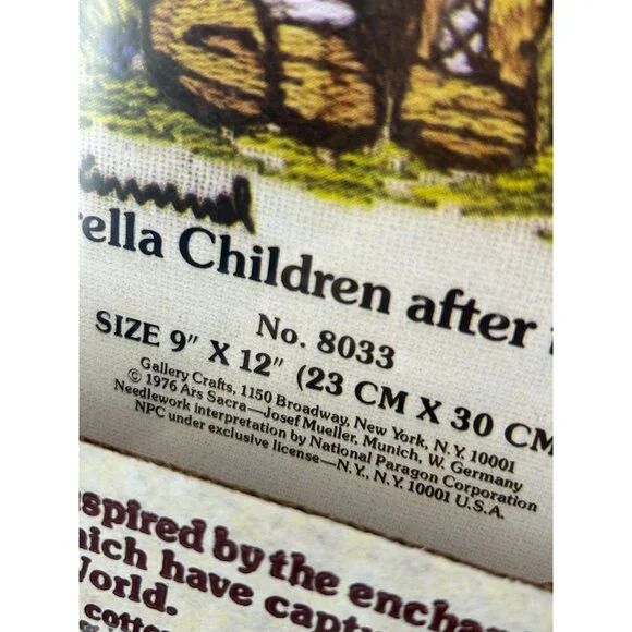 Gallery Crafts Hummel Stitchery Crewel Kit Frame Included 1976 Umbrella Children - Picture 16 of 16